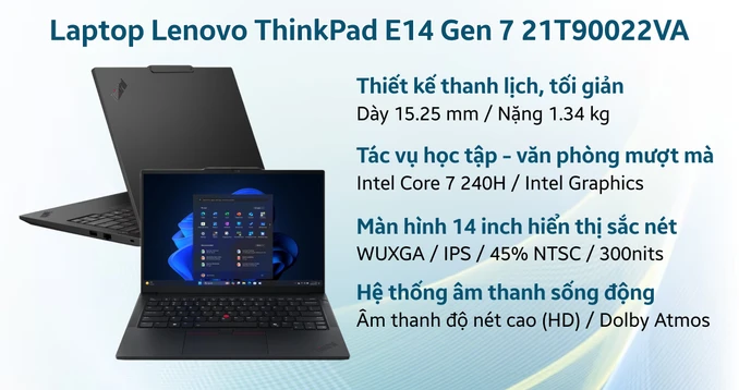 Laptop Lenovo ThinkPad E14 Gen 7 21T90022VA - Đã Kích Hoạt