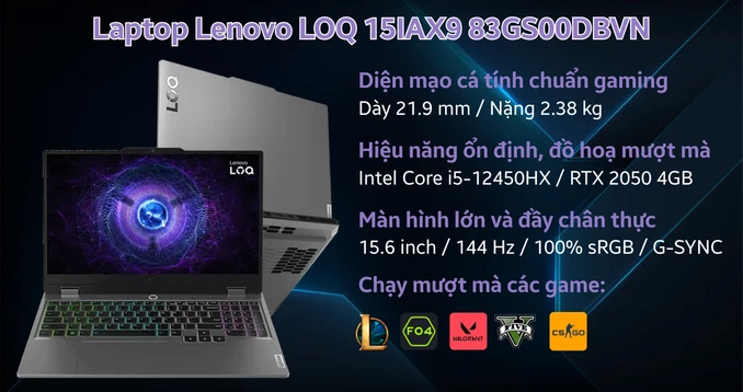 Laptop Lenovo LOQ 15IAX9 83GS00DBVN - Cũ Trầy Xước
